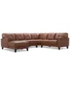 Macy's Ashlinn 4-pc. Leather Chaise Sectional, Exclusively At  In Brown