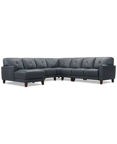 Macy's Ashlinn 5-pc. Leather Chaise Sectional, Exclusively At  In Gray