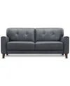Macy's Ashlinn 82" 2 Seat Leather Sofa, Exclusively At  In Black