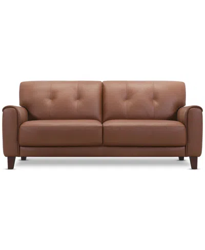 Macy's Ashlinn 82" 2 Seat Leather Sofa, Exclusively At  In Brown