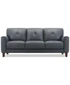 Macy's Ashlinn 84" 3 Seat Leather Sofa, Exclusively At  In Black