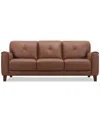 Macy's Ashlinn 84" 3 Seat Leather Sofa, Exclusively At  In Brown