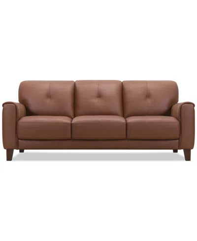 Macy's Ashlinn 84" 3 Seat Leather Sofa, Exclusively At  In Brown