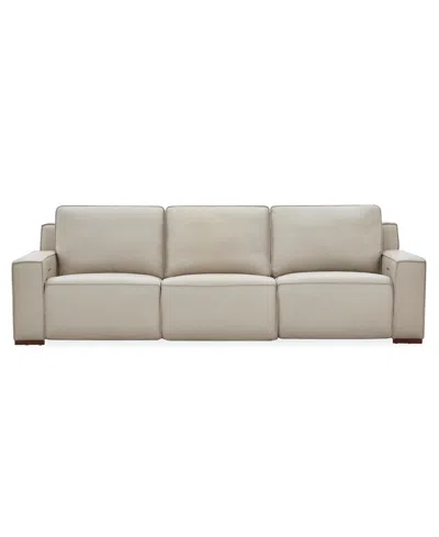 Macy's Aspen 2 Pm 3-piece Leather Sofa Set (laf Recliner, Raf Recliner, Armless Chair),  Exclusive In Neutral