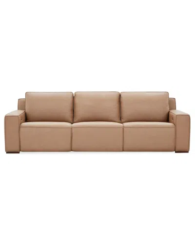 Macy's Aspen 2 Pm 3-piece Leather Sofa Set (laf Recliner, Raf Recliner, Armless Chair),  Exclusive In Neutral