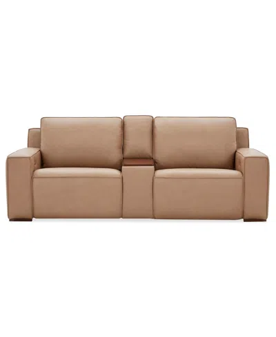 Macy's Aspen 3 Pm 3-piece Leather Sofa Set (laf Recliner, Raf Recliner, Console),  Exclusive In Brown