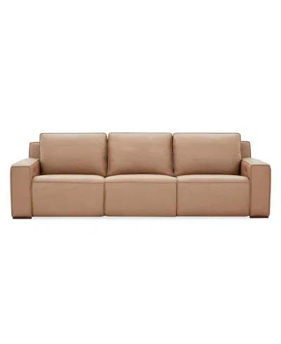 Macy's Aspen 3 Pm 3-piece Leather Sofa Set (laf Recliner, Raf Recliner, Power Armless Recliner),  Exc In Brown