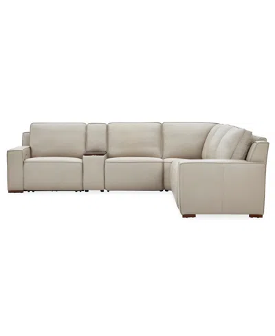 Macy's Aspen 3 Pm 6-piece Leather L Sectional Sofa Set (laf Recliner, Raf Recliner, Console, Corner, 2 Arml In Brown