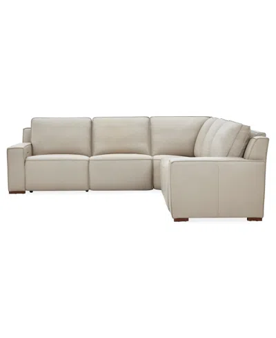 Macy's Aspen 3pm 5-piece Leather Sectional Sofa Set (laf Recliner, Raf Recliner, 2 Armless Recliner, Corner In Brown
