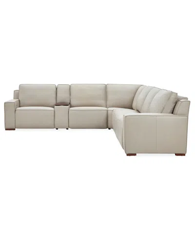 Macy's Aspen 3pm 7-piece Leather Sectional Sofa Set (laf Recliner, Raf Recliner, 2 Armless Recliner, 2 Arml In Brown