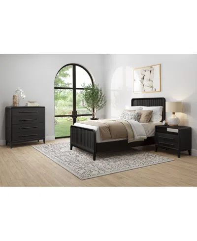 MACY'S ASSEMBLAGE 3PC BEDROOM SET (FULL BED, SMALL CHEST & OPEN NIGHTSTAND)