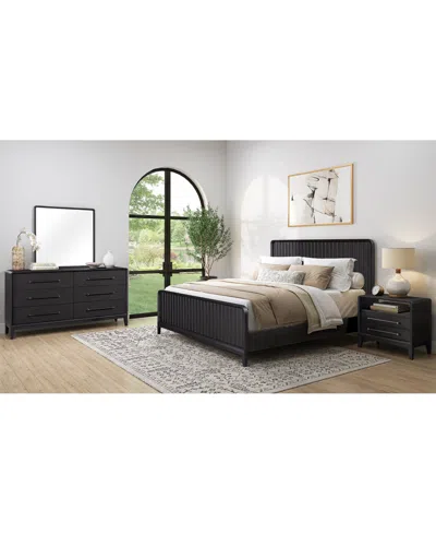 Macy's Assemblage 3pc Bedroom Set (king Bed, Dresser, & Open Nightstand) In Black