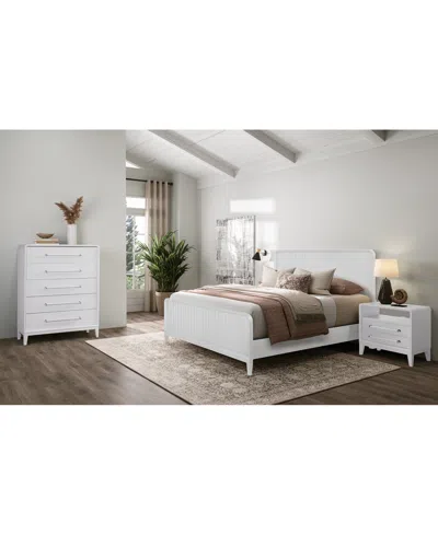 Macy's Assemblage 3pc Bedroom Set (queen Bed, Chest, & Open Nighstand) In White