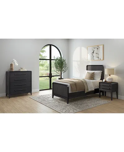 Macy's Assemblage 3pc Bedroom Set (twin Bed, Small Chest & Open Nightstand) In Black