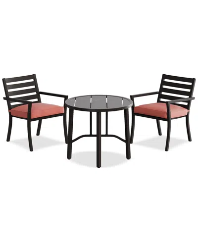 Macy's Astaire 3pc Bistro Dining Set (32" Round Table + 2 Chairs), Created For  In Peony Brick Red
