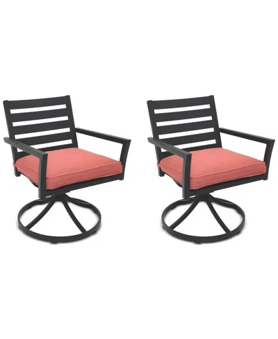 Macy's Astaire Outdoor 2-pc Swivel Chair Bundle Set, Created For  In Peony Brick Red