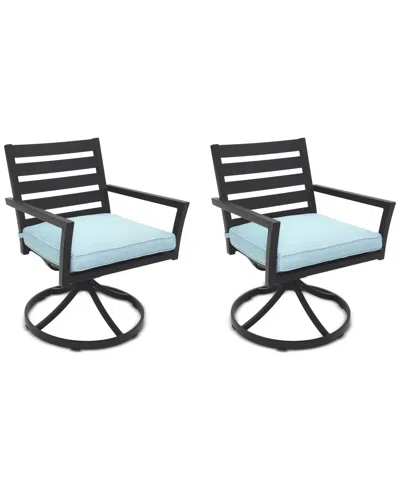 Macy's Astaire Outdoor 2-pc Swivel Chair Bundle Set, Created For  In Spa Light Blue