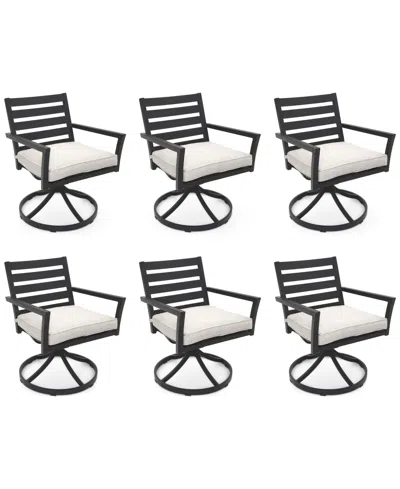 Macy's Astaire Outdoor 6-pc Swivel Chair Bundle Set, Created For  In Pearl White