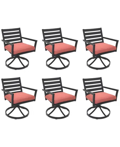 Macy's Astaire Outdoor 6-pc Swivel Chair Bundle Set, Created For  In Peony Brick Red