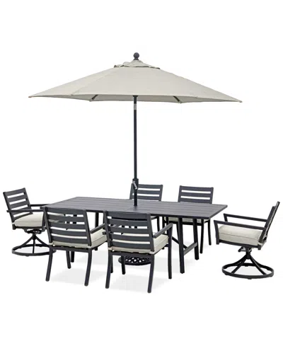 Macy's Astaire Outdoor 7-pc Dining Set (84x42" Table + 4 Dining Chairs + 2 Swivel Chairs), Created For Macy In Pearl White