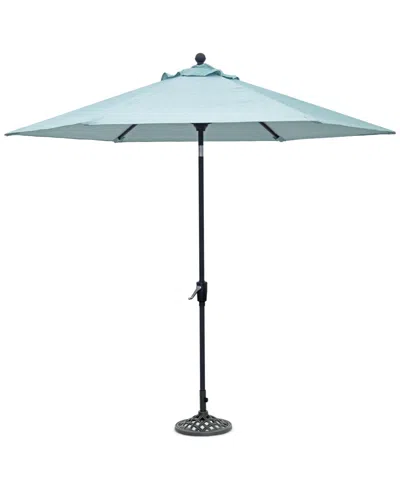 Macy's Astaire Outdoor 9' Umbrella + Umbrella Base, Created For  In Spa Light Blue