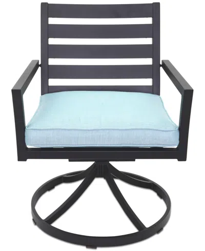 Macy's Astaire Outdoor Swivel Chair, Created For , Created For  In Spa Light Blue