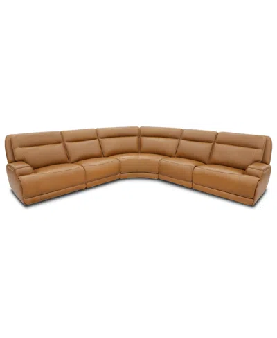 Macy's Atlas 5-piece Triple Power Motion Sectional Sofa,  Exclusive In Brown