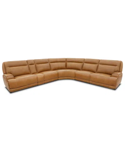 Macy's Atlas 6-piece L-shaped Triple Power Motion Sectional Sofa,  Exclusive In Brown