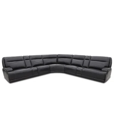 Macy's Atlas 7-piece Triple Power Motion Sectional Sofa,  Exclusive In Blue