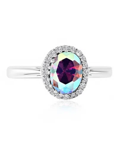 Macy's Aurora Borealis (2.3 Ct. T.w.) And Cubic Zirconia (2.3 Ct. T.w.) Oval Engagement Ring In Multi