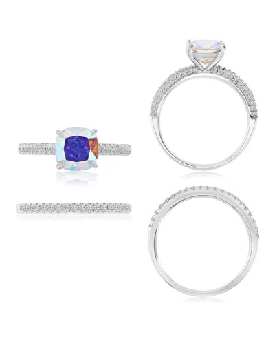 Macy's Aurora Borealis (4.85 Ct. T.w.) & Cubic Zirconia (4.85 Ct. T.w.) Wedding Duo Ring In Orange