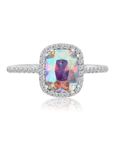 Macy's Aurora Borealis (6.12 Ct. T.w.) And Cubic Zirconia Cushion (6.13 Ct. T.w.) Cut Halo Ring In White