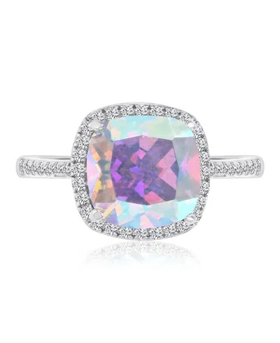 Macy's Aurora Borealis (9 Ct. T.w.) & Cubic Zirconia (9.004 Ct. T.w.) Halo Engagement Ring In White