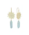 Macy's Aurora Borealis Or Aqua Quartz 14k Gold Plated Sun Drop Earrings In Aqua