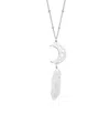 Macy's Aurora Borealis Or Mystic Quartz Silver Plated Cut-out Stars Half Moon Necklace In Aurora Borealis