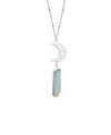 MACY'S AURORA BOREALIS OR MYSTIC QUARTZ SILVER PLATED CUT-OUT STARS HALF MOON NECKLACE