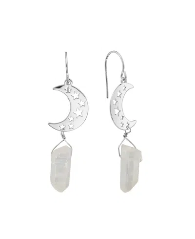 Macy's Aurora Borealis Or Mystic Quartz Silver Plated Half Moon Drop Earrings