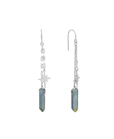 Macy's Aurora Borealis Or Mystic Quartz Starburst Drop Earrings In Silver