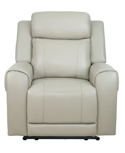 Macy's Avet Leather 41.25" Power Motion Recliner In Gray