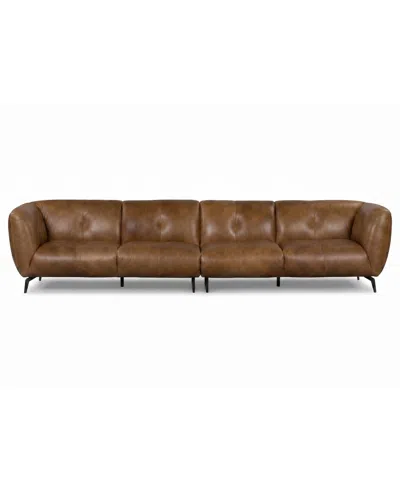Macy's Avori Leather 2-piece Sofa,  Exclusive In Brown