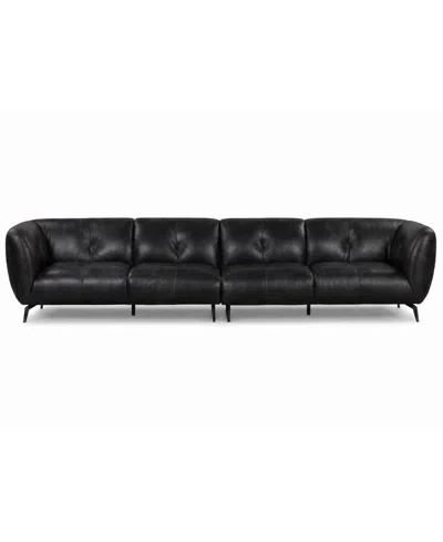 Macy's Avori Leather 2-piece Sofa,  Exclusive In Black