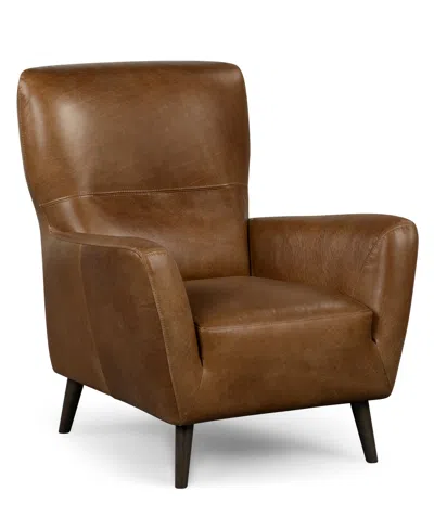 Macy's Avori Leather 32" Club Chair,  Exclusive In Brown