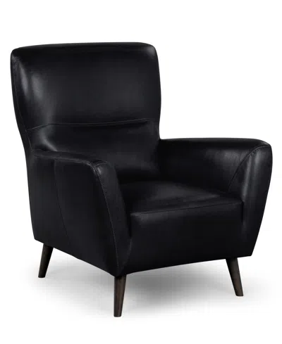 Macy's Avori Leather 32" Club Chair,  Exclusive In Black
