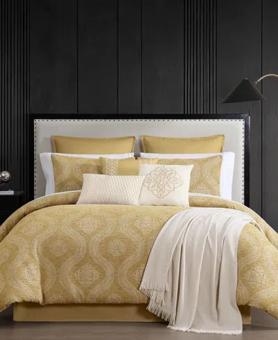 Macy's Azen Damask 14-pc. Comforter Set, Queen In Gold