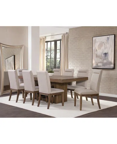 Macy's Baleigh 9-pc. Dining Set (table & 8 Side Chairs) In Brown
