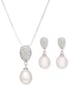 Macy's Baroque Cultured Freshwater Pearl (8x8-1/2mm) & Cubic Zirconia Pendant Necklace & Drop Earrings Set 