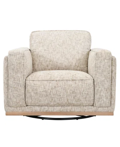 Macy's Baymont 42" Top-grain Leather Swivel Chair,  Exclusive In Marzipan