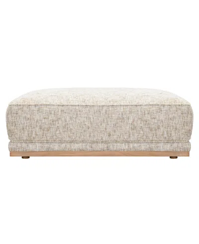 Macy's Baymont 48" Top-grain Leather Flange-stitched Ottoman,  Exclusive In Marzipan