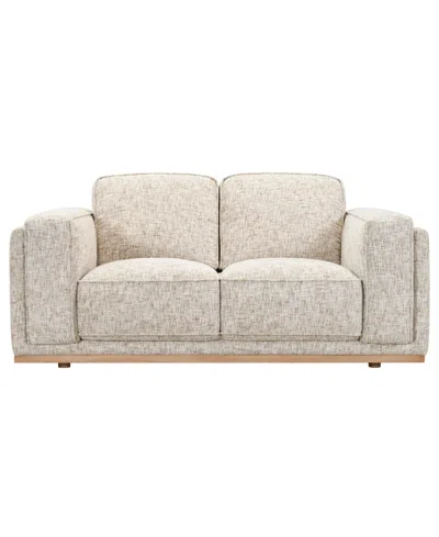 Macy's Baymont 69" Top-grain Leather Pad-arm Loveseat,  Exclusive In Marzipan