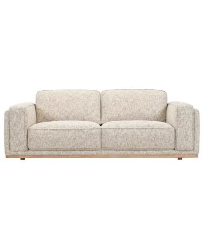 Macy's Baymont 91" Top-grain Leather Pad-arm Sofa,  Exclusive In Marzipan